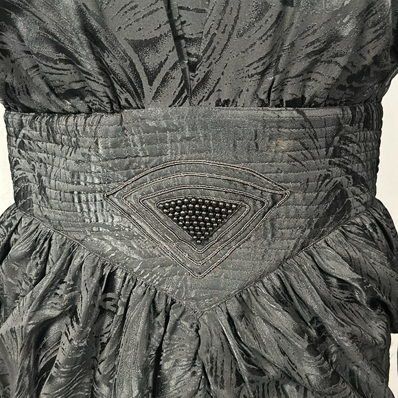 Vintage Silk Saint Romei A-Line Layered Midi Skirt V-Neck Dress size small - Picture 7 of 16